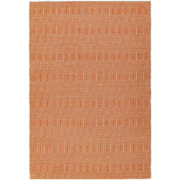 Sloan Modern Duo-Tone Geometric Diamond Hand-Woven Soft-Touch Durable Textured Wool & Cotton Blend Flatweave Orange/Cream Rug-Asiatic Carpets-Rug Love - The Most Loved Rug Store